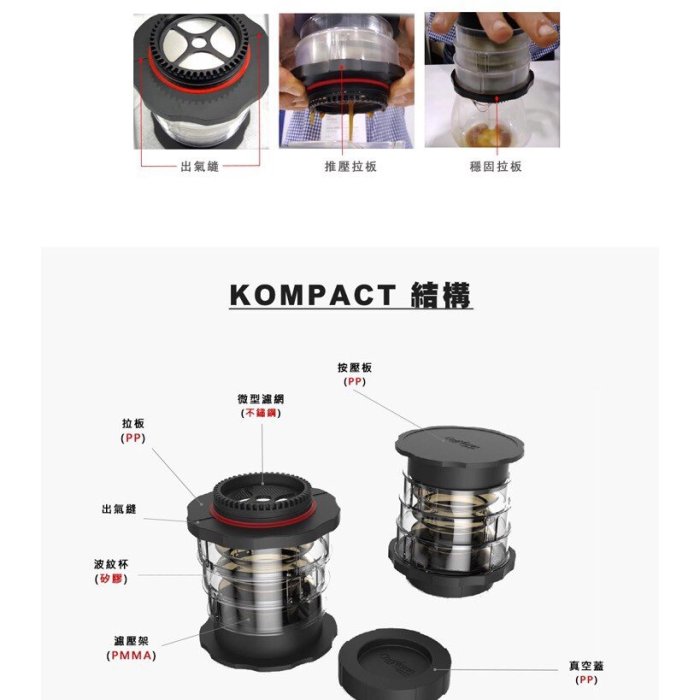 ✨愛鴨咖啡✨韓國 CAFFLANO KOMPACT 隨身按壓咖啡萃取機 咖啡濾杯 免濾紙濾杯 可以隨身攜帶的愛樂壓