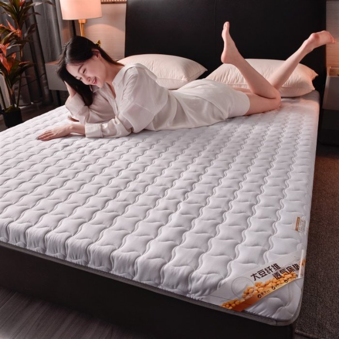PDD全棉大豆纖維床墊軟墊加厚家用海綿墊租房專用單人學生宿舍床褥子-促銷