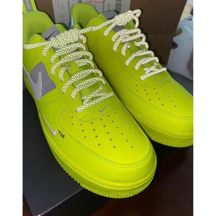 正品全新Nike Air Force 1 07 LV8 Utility Volt 熒光綠運動鞋AJ7747