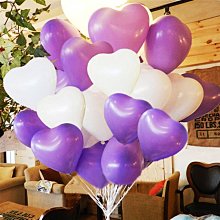 發光派對屋(西門中華店)@10吋愛心氣球(紫色25顆白色25顆)
