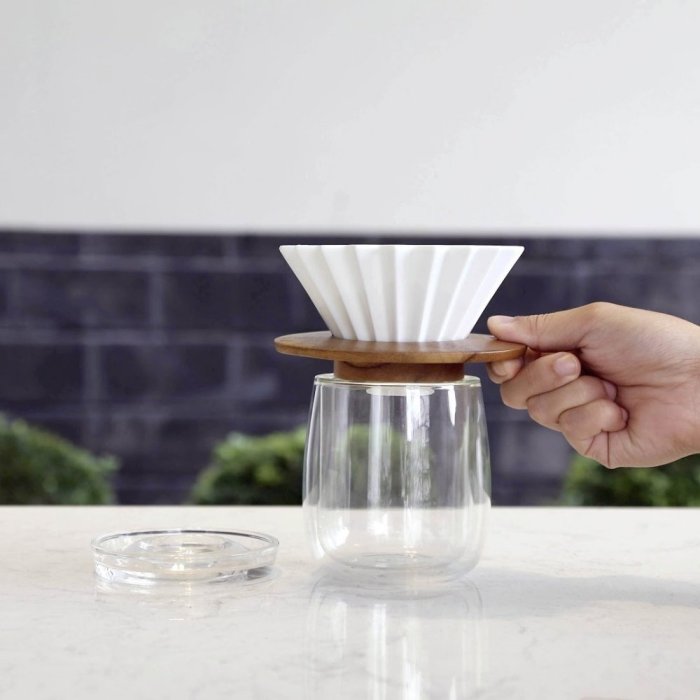 Simple Real TAMAGO xORIGAMI 單人咖啡手沖組（陶瓷濾杯＋雙層玻璃杯）