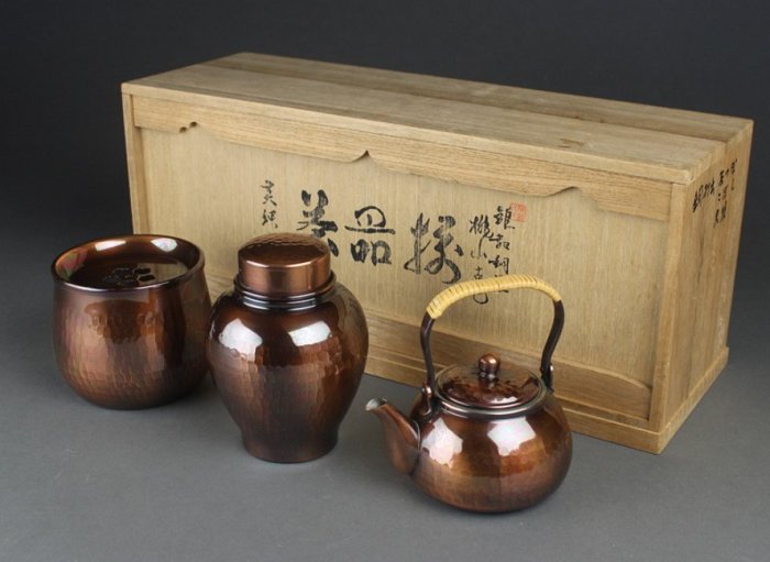 [茶太初] 日本英純堂錘起銅器桃山古色3件套同箱| Yahoo奇摩拍賣