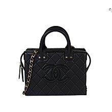 【巴黎站二手名牌專賣店】＊全新現貨＊CHANEL 香奈兒 真品* 黑色經典格紋羊皮方形手提兩用金鍊包