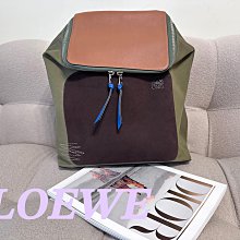 LOEWE拼皮帆布後背包 公事包 電腦包  We02212425