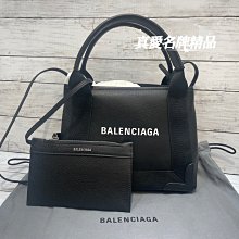 《真愛名牌精品》Balenciaga 390346 巴黎世家 Cabas XS 黑皮革搭配黑帆布 2用包 *全新*