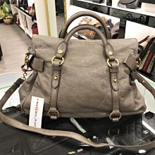 ㊣東區正精品㊣ MIU MIU VITELLO LUX 大象灰小牛皮兩側蝴蝶結波士頓包 斜背包 肩背包 RZ0071