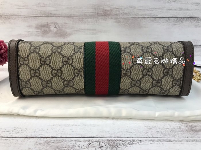 《真愛名牌精品》GUCCI 503877 PVC  Small復古綠紅綠 緹花肩背方鍊包孫芸芸包 *全新*代購