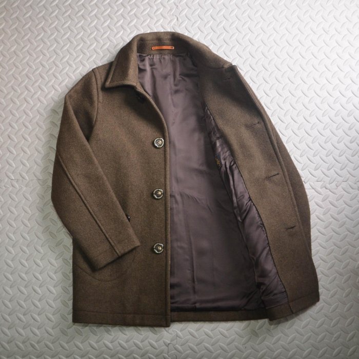 日本PHERROWS HEAVY MELTON COAT COAT 防寒大衣外套重磅羊毛卡其綠M號