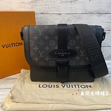 《真愛名牌精品》LV M45911 SAUMUR 黑花 翻蓋 磁扣 信差包 **全新品**代購