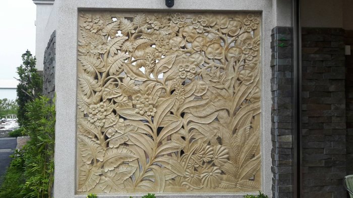 峇里島~大型砂岩縷空石雕牆(客製化)