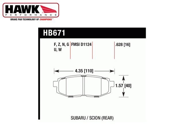 【Power Parts】HAWK HPS 5.0 來令片(後) HB671B.628 SUBARU LEGACY BR