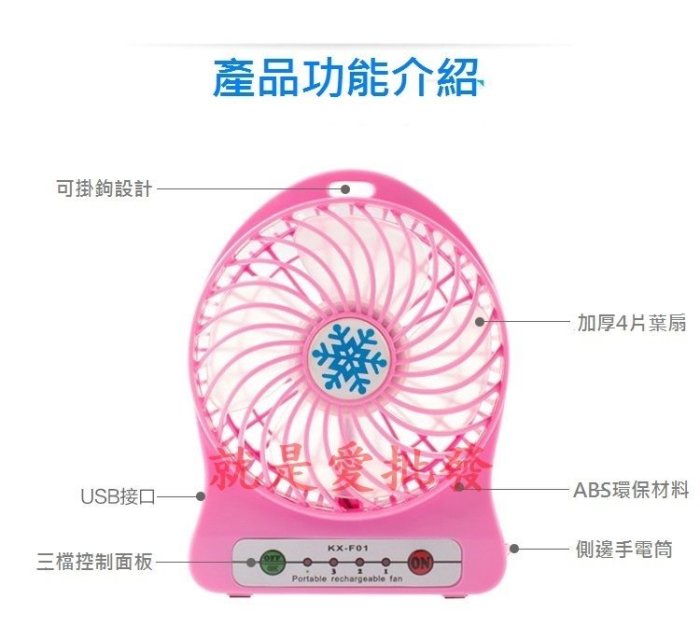 ~就是愛批發~ 三段超強大風力 超靜音 迷你風扇 USB風扇 芭蕉扇 照明便攜18650 可充電風扇 I0003