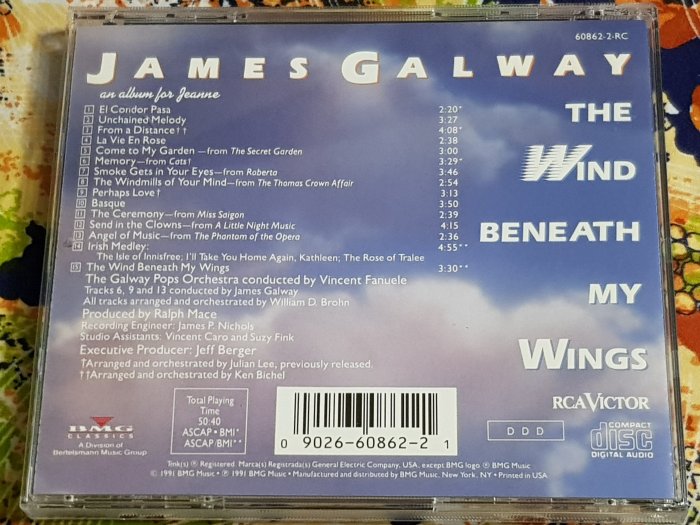 R古典(二手CD)JAME GALWAY~the wind beneath 美國版~無IFPI~