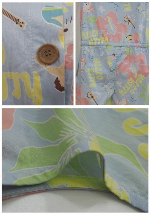 日本正版三麗鷗Sanrio凱蒂貓Hello Kitty睡衣 居家服 旅行渡假服 附多功能收納包 海島風 連身褲裝 粉藍M