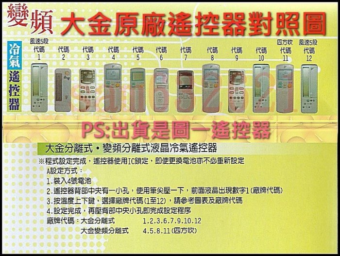 【現貨速寄 】大金冷氣遙控器.大金變頻冷氣遙控器.ARC-433A22.ARC-433A21.ARC-433A66