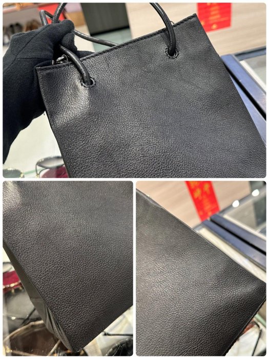 ⭐️ 香榭屋精品店 ⭐️BALENCIAGA 黑色全皮白色LOGO紙袋包 斜背包 (XC0796)