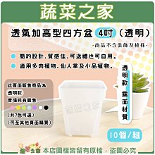 【蔬菜之家滿額免運】透氣加高型四方盆4吋 10個/組 (透明)※不適用郵寄掛號配送※