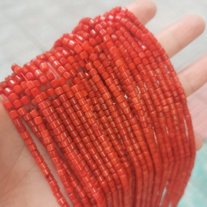 【國石 名石】海竹珊瑚3.3mm圓管紅色海竹散珠diy手工制作隔珠手鏈項鏈藏式配飾凌雲閣名石擺件 促銷