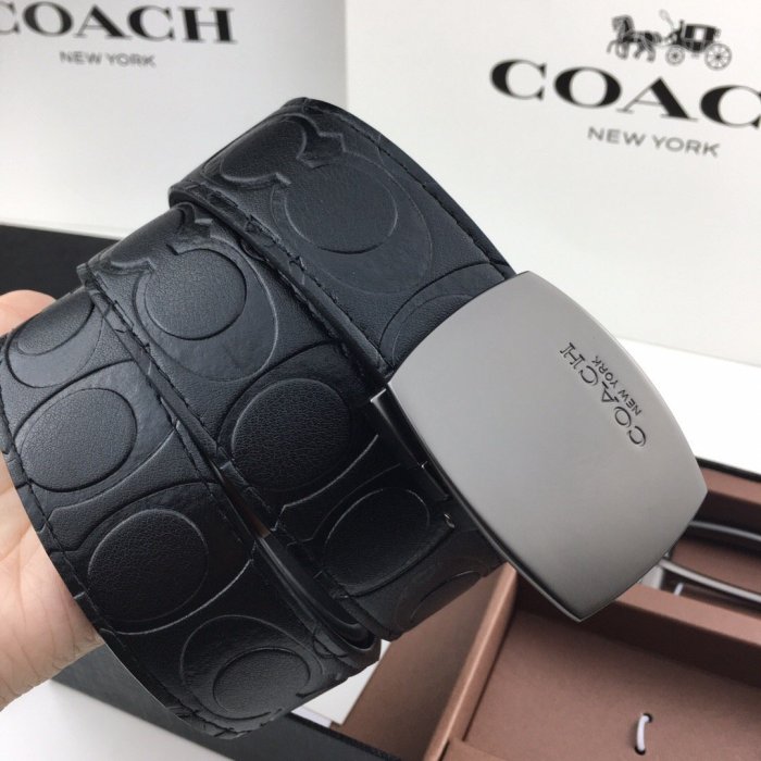 空姐代購 COACH 66125 男士經典 壓C Logo 雙面可用皮帶 版扣 針扣 男士皮帶 腰帶 附購證 下標送禮