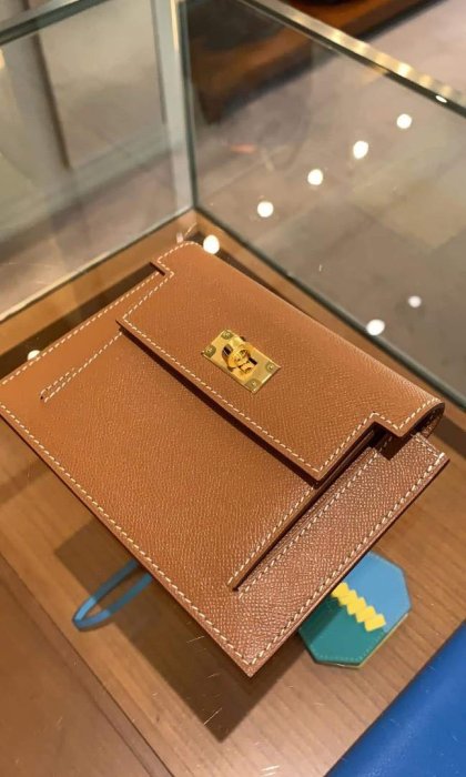 ［現貨/預購］Hermes Kelly Compact Wallet Epsom 焦糖金棕金釦 短夾 卡夾 名片夾 男女適用