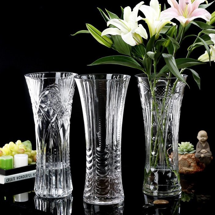 花瓶 特大号花瓶玻璃透明大口径高50cm插花大号客厅摆件水培富贵竹落地
