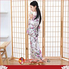 日式風情！日式小女孩和服，復古印花女童浴衣睡袍-百花(白色)-水水女人國