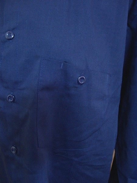 ~麗麗ㄉ大碼舖~大尺寸#14(44吋)深藍色前扣長袖雙口袋男性襯衫~特價拍賣