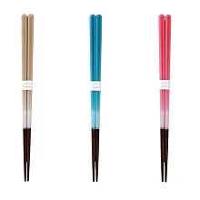 日本製 三雙一組 彩色天然木筷子 23cm