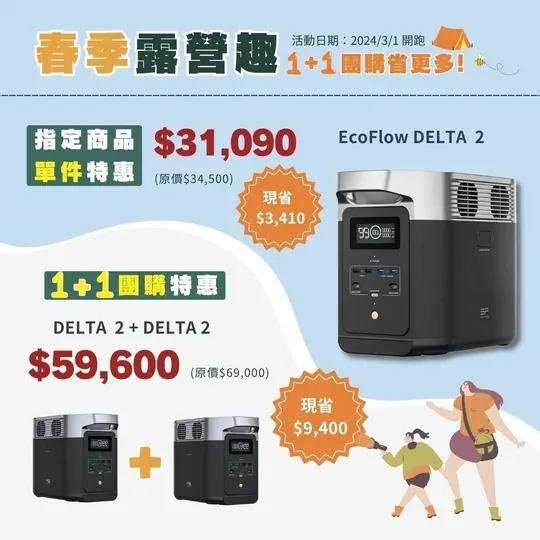 正浩 EcoFlow DELTA 2 便攜式發電站 1024Wh 大容量移動電源 行動電源 車宿 EFD330