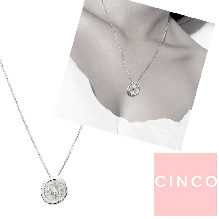 CINCO 葡萄牙精品 EMMA NECKLACE 925純銀 光芒硬幣項鍊 滑球可調式設計