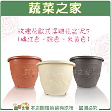 【蔬菜之家滿額免運005-D69】玫瑰花歐式浮雕花盆1尺5(磚紅色、棕色、米黃色 )※此商品運費適用宅配※