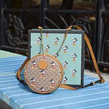 【茱麗葉精品】全新精品 GUCCI 專櫃商品 603730 DISNEY聯名米奇印花迷你圓餅後背包.駝 現貨