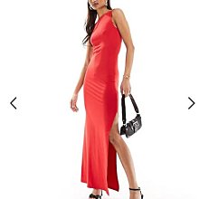 (嫻嫻屋) 英國ASOS-紅色圓領無袖合身修身長裙洋裝AA24
