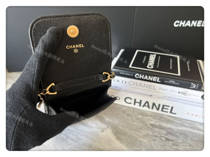 ☆ Annie 時尚國際精品 ☆ CHANEL AP3112 金幣鏈 黑色牛皮手機包