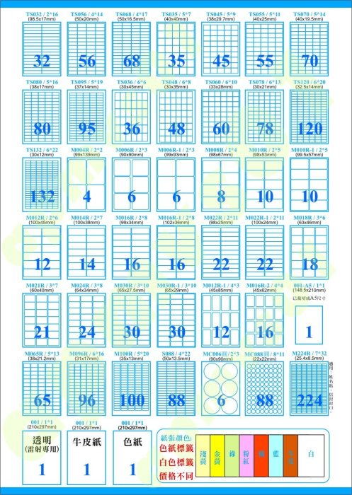 好印-電腦標籤自黏標籤白色紙每包100張A4=45格有邊TS045/5*9-3.8x2.97公分自粘標籤貼紙標示地址條碼