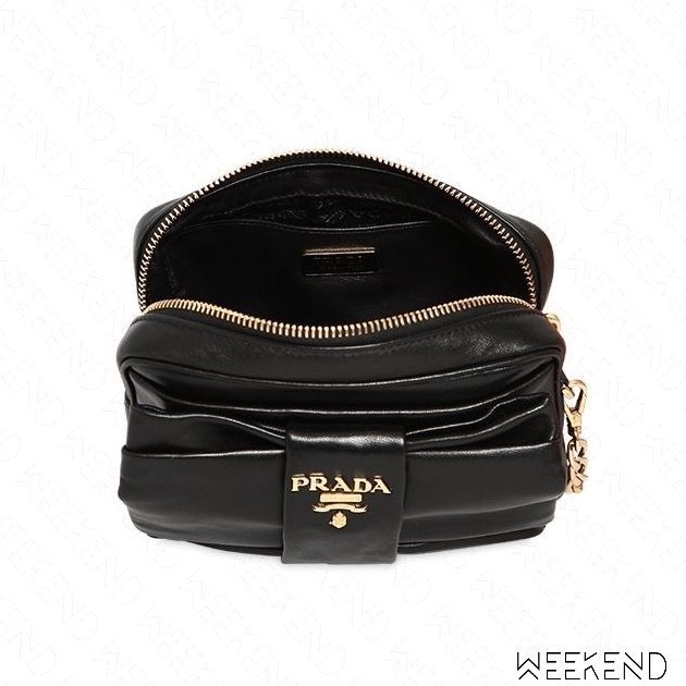 【WEEKEND】 PRADA Bow Camera 蝴蝶結 皮革 相機包 肩背包 黑色