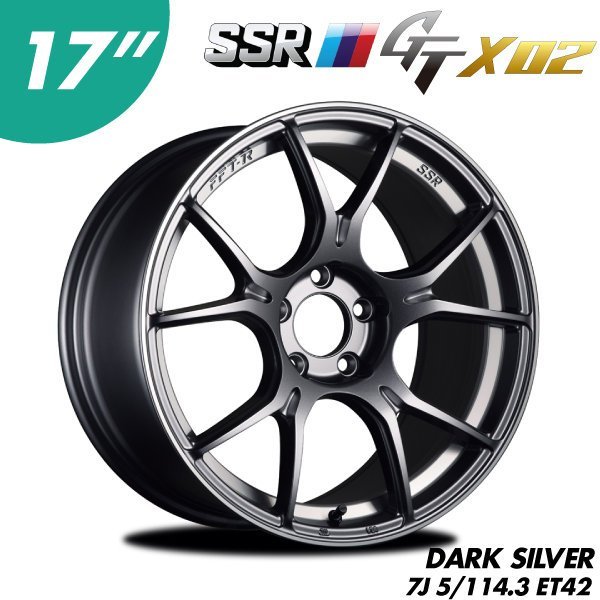 【Power Parts】SSR GTX02 鋁圈 17" 7J 5x114.3 ET42 DARK SILVER 霧銀