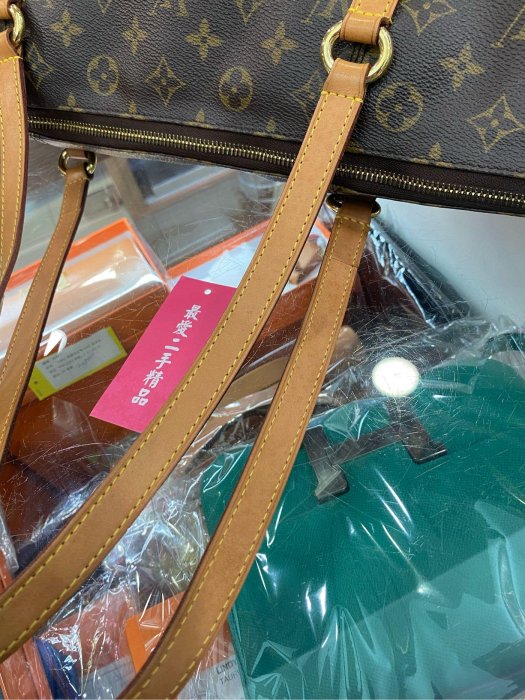 ☆最愛二手精品☆ LV LOUIS VUITTON 字紋老花雙口袋天心包肩背包托特包 M56690 C3542 Totally GM