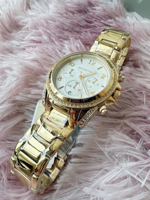 Michael Kors MK6762 香檳金色鋼帶三眼帶鑽手錶 女錶 台灣現貨三天內出貨不含假日下單前請先確認是否還有