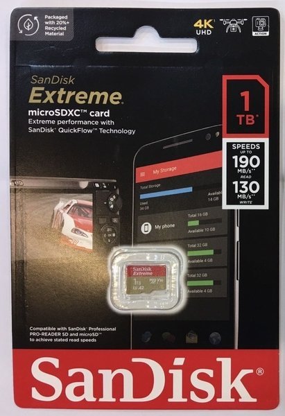 Sandisk Extreme microSDXC 1TB 記憶卡〔無轉卡〕TF 1T U3 A2 V30