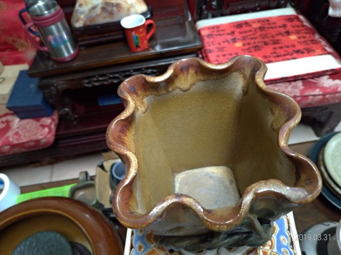 古董收藏古玩藝品/台灣釉料陶器/高15公分寬13公分深13公分重量1公斤