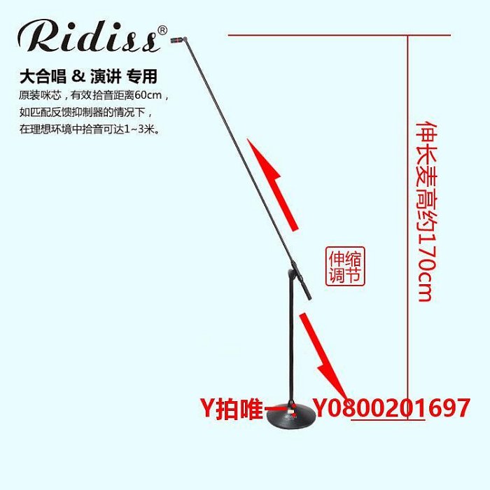 拾音器Ridiss 有線立式單桿大合唱話筒 專業演講會議電容禮堂朗誦麥克風