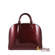 ＊奢華大道國際精品＊【L2312】LouisVuitton Vernis ALMA 紫紅色漆皮手提包 M91691