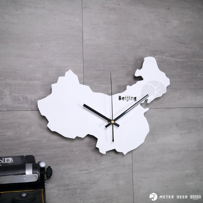 中國 北京 BEIJING 城市地圖 立體 造型 創意 時鐘 靜音 掛鐘 簡約 咖啡餐廳 牆面裝飾 旅行時鐘-米鹿家居
