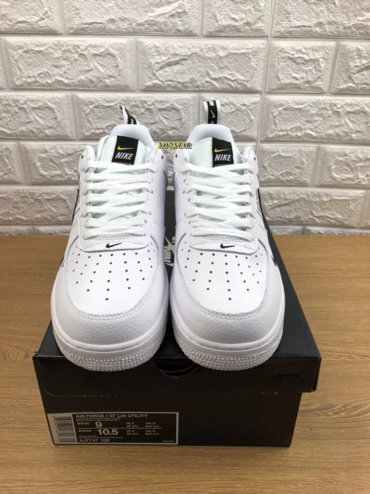 NIKE AIR FORCE 1 07 LV8 UTILTY  AF1 全白 黑勾 織帶  AJ7747-100 男女鞋