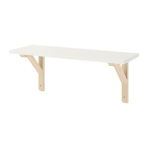 ☆創意生活精品☆IKEA 掛牆式層架 59*20cm ( 白色+白楊木支撐架) 不含上牆螺絲.需自行組裝