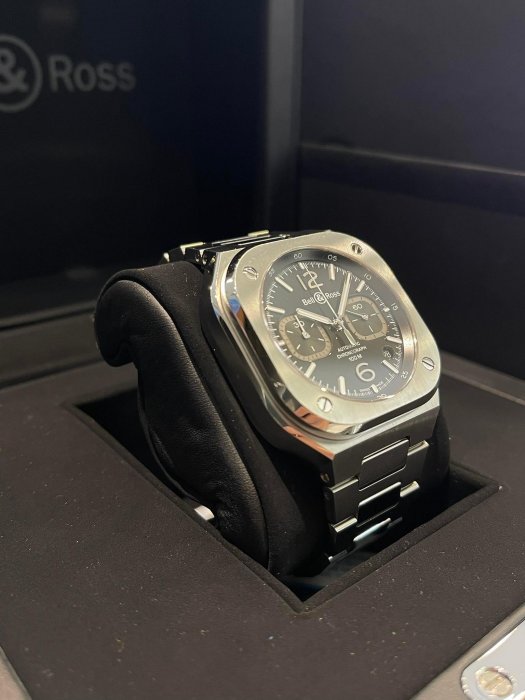 BELL & ROSS  柏萊士  BR 05 CHRONO BLACK STEEL 計時碼錶款BR 05 系列 太陽紋黑色面款