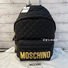 《真愛名牌精品》MOSCHINO 2B7607(7B7607) 黒色 金色字(大) 後背包*全新*代購