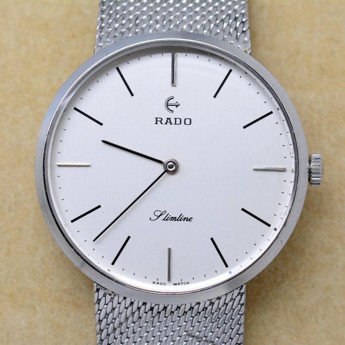 《寶萊精品》RADO 雷達表銀白圓型手動男子錶