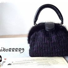 (^0^)/ ❤️Louis Vuitton 100%真品 2005 限量包Limited Edition 紫色蜥蜴皮貂毛迷你包 母親節特惠